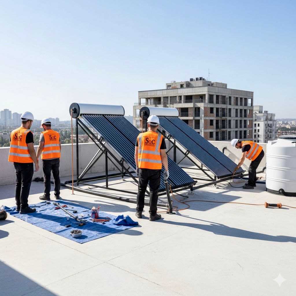 Services SGC Travaux chantier d'installation les chauffe-eaux solaires